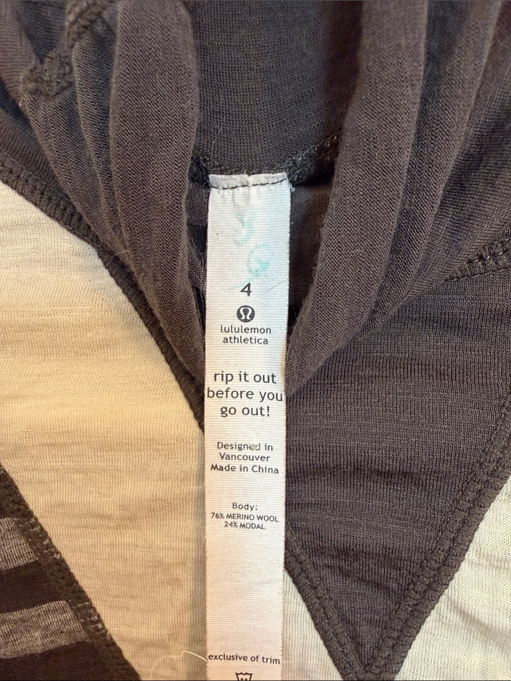 lululemon athletica Women's Long-Sleeve Striped Tee in Grey & Cream - Picture 2 of 3